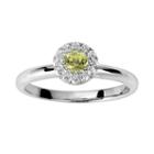 Oro Leoni Sterling Silver Peridot And White Topaz Frame Ring - Made With Genuine Swarovski Gemstones, Women's, Size: 6.50, Yellow