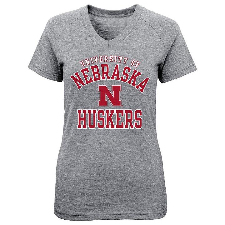 Girls 4-6x Nebraska Cornhuskers University Stack Tee, Girl's, Size: M(5/6), Med Grey