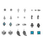 Mudd&reg; Antiqued Cross, Elephant & Hamsa Nickel Free Stud Earring Set, Women's, Turq/aqua