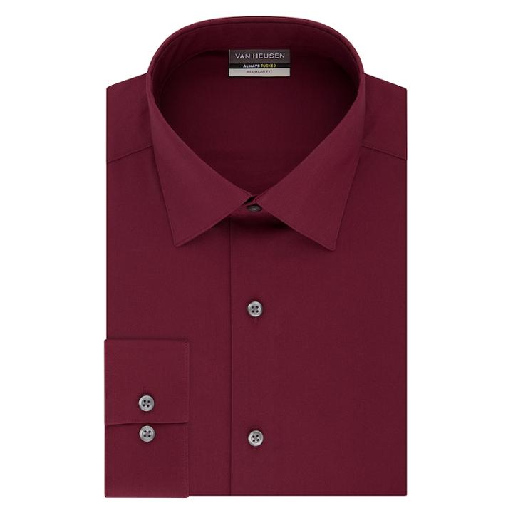 Men's Van Heusen Regular-fit Always Tucked Stretch Dress Shirt, Size: 17-34/35, Red Overfl