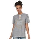 Juniors' Harry Potter I Solemnly Swear Lace-up Tee, Teens, Size: Large, Grey