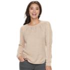 Petite Sonoma Goods For Life&trade; Cable Yoke Crewneck Sweater, Women's, Size: S Petite, Med Beige