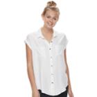 Juniors' So&reg; Roll-cuff Button-front Top, Teens, Size: Small, White