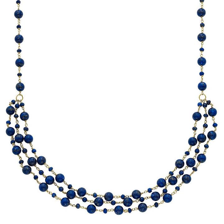 14k Gold Lapis Lazuli Beaded Swag Necklace, Women's, Size: 19, Blue
