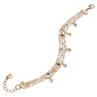 Lc Lauren Conrad Beaded Leaf Charm Multi Strand Bracelet, Women's, Grey