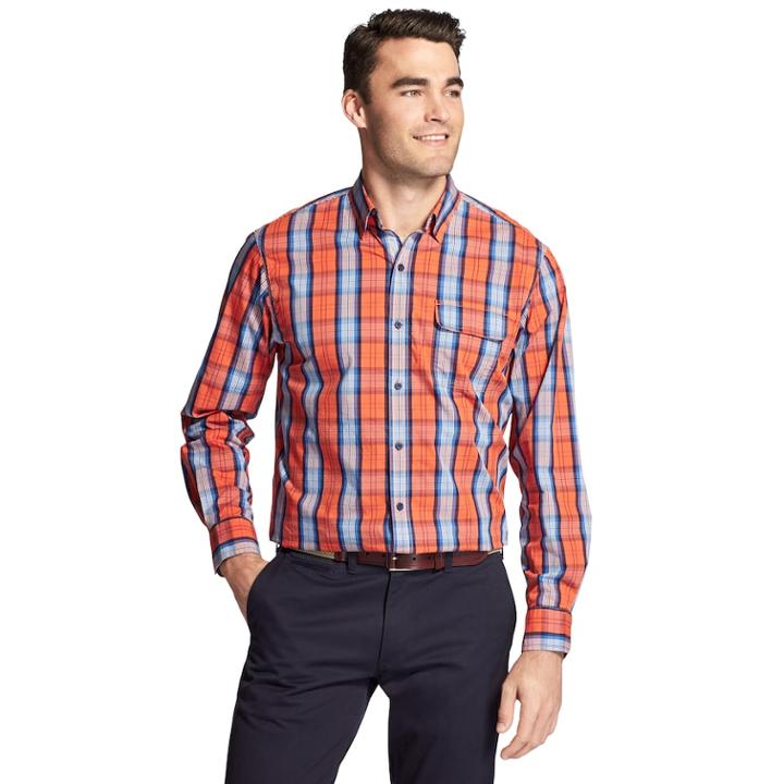Men's Izod Coolfx Sportflex Button-down Shirt, Size: Small, Brt Orange