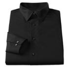 Men's Apt. 9&reg; Slim-fit Stretch Spread-collar Dress Shirt, Size: 15.5-32/33, Black