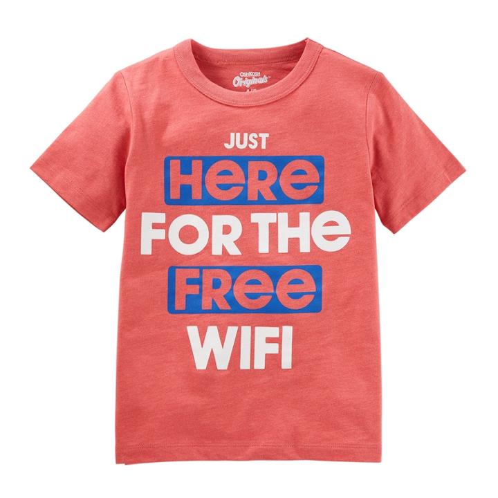 Boys 4-8 Oshkosh B'gosh&reg; Just Here For The Free Wi-fi Graphic Tee, Size: 7, Light Grey