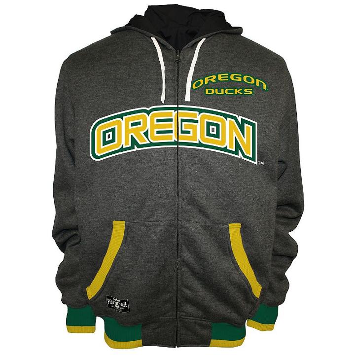 Men's Franchise Club Oregon Ducks Power Play Reversible Hooded Jacket, Size: Small, Grey