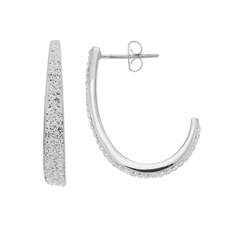 Chrystina Silver Plated Crystal J-hoop Earrings, Women's, White