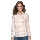 Women's Croft & Barrow&reg; Plaid Flannel Shirt, Size: Medium, Brt Pink