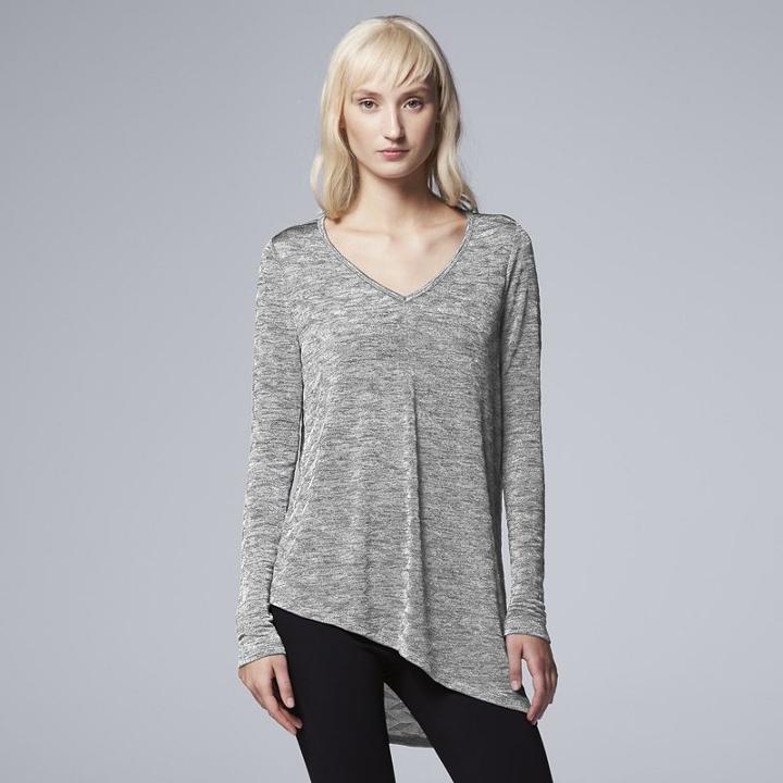 Women's Simply Vera Vera Wang Marled Asymmetrical Top, Size: Large, Grey