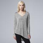 Women's Simply Vera Vera Wang Marled Asymmetrical Top, Size: Large, Grey