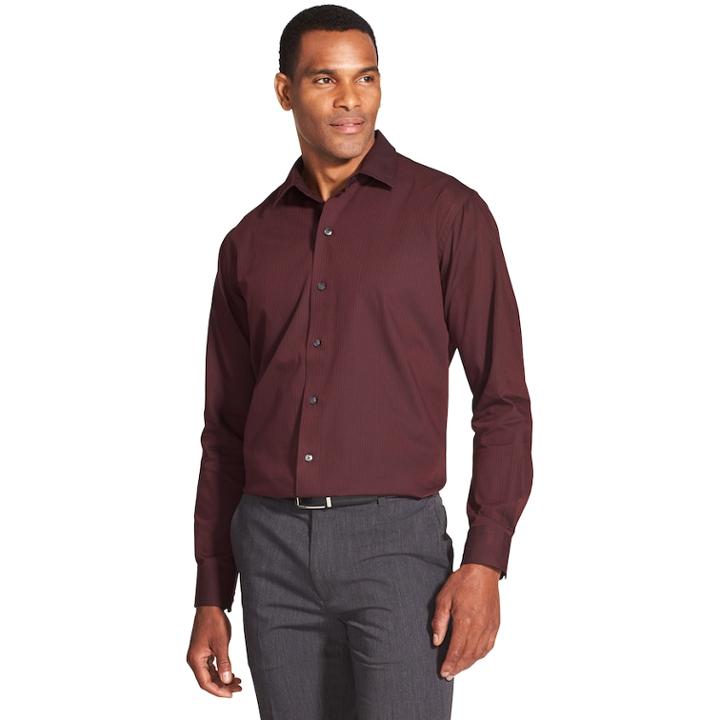 Men's Van Heusen Classic-fit Striped Button-down Shirt, Size: Small, Dark Red