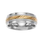 Two Tone Stainless Steel Wave Wedding Band - Men, Size: 15, Gold