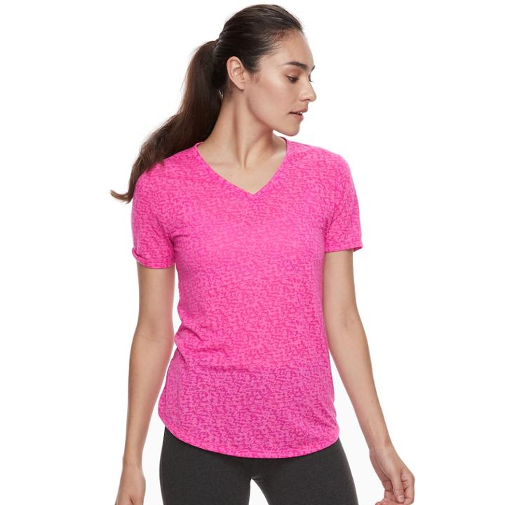 Women's Tek Gear&reg; Easy Burnout V-neck Yoga Tee, Size: Medium, Dark Pink