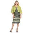 Plus Size Maya Brooke Geometric Dress & Solid Jacket Set, Women's, Size: 18 W, Blue (navy)