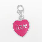 Sterling Silver Love Heart Charm, Women's, Pink