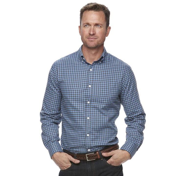 Men's Croft & Barrow&reg; True Comfort Classic-fit Stretch Button-down Shirt, Size: Large, Blue