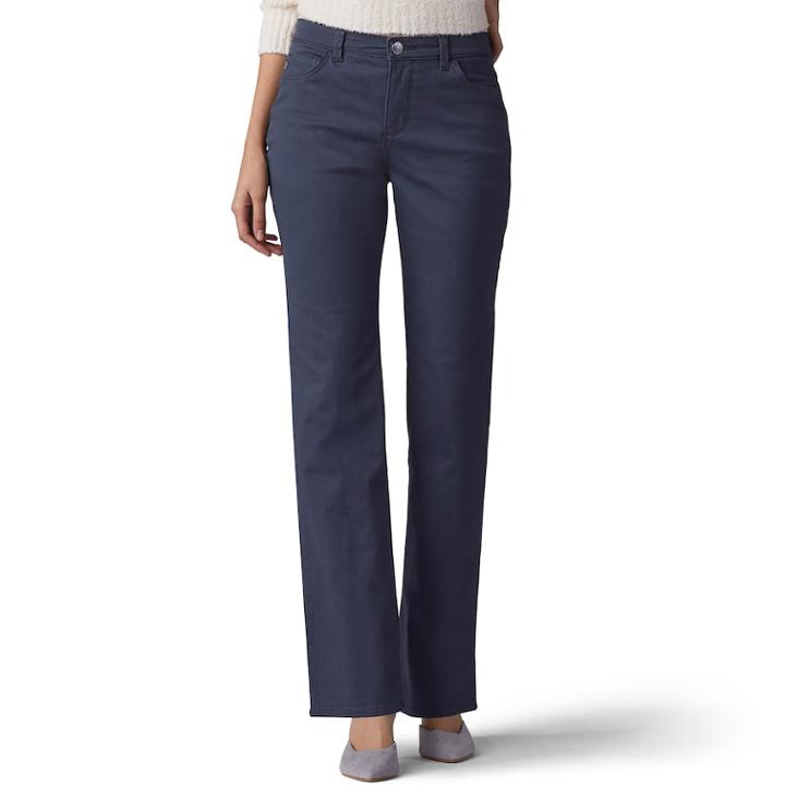 Women's Lee Instantly Slims High Waisted Straight-leg Jeans, Size: 12 T/l, Dark Grey