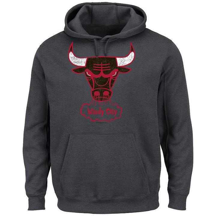Majestic Chicago Bulls Post Up Hoodie - Men, Size: Small, Grey