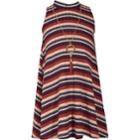 Girls 7-16 Bonnie Jean Sleeveless Striped Dress With Necklace, Size: 12, Dark Red