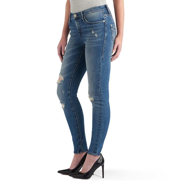 Women's Rock & Republic&reg; Kashmiere Destructed Skinny Jeans, Size: 16 Avg/reg, Med Blue