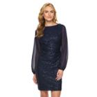 Women's Chaps Lace Sequin Sheath Evening Dress, Size: 6, Blue (navy)