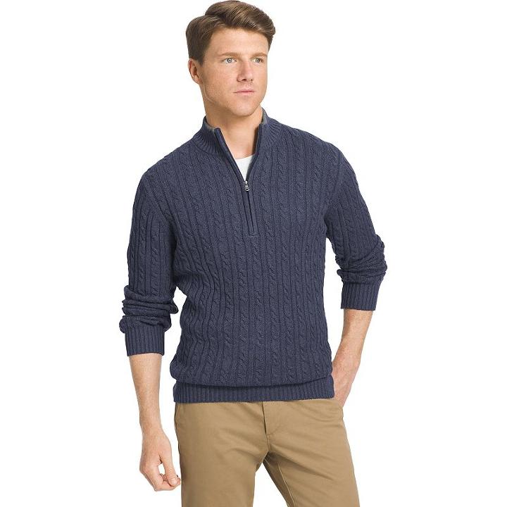 Big & Tall Izod Classic-fit 7gg Cable-knit Quarter-zip Sweater, Men's, Size: 3xb, Turquoise/blue (turq/aqua)