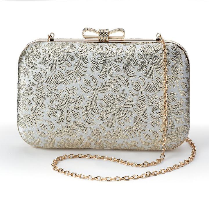Lenore By La Regale Metallic Jacquard Minaudiere Clutch, Women's, Gold