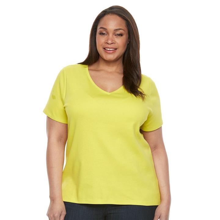 Plus Size Croft & Barrow&reg; Essential V-neck Tee, Women's, Size: 1xl, Med Green