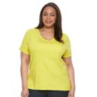 Plus Size Croft & Barrow&reg; Essential V-neck Tee, Women's, Size: 1xl, Med Green
