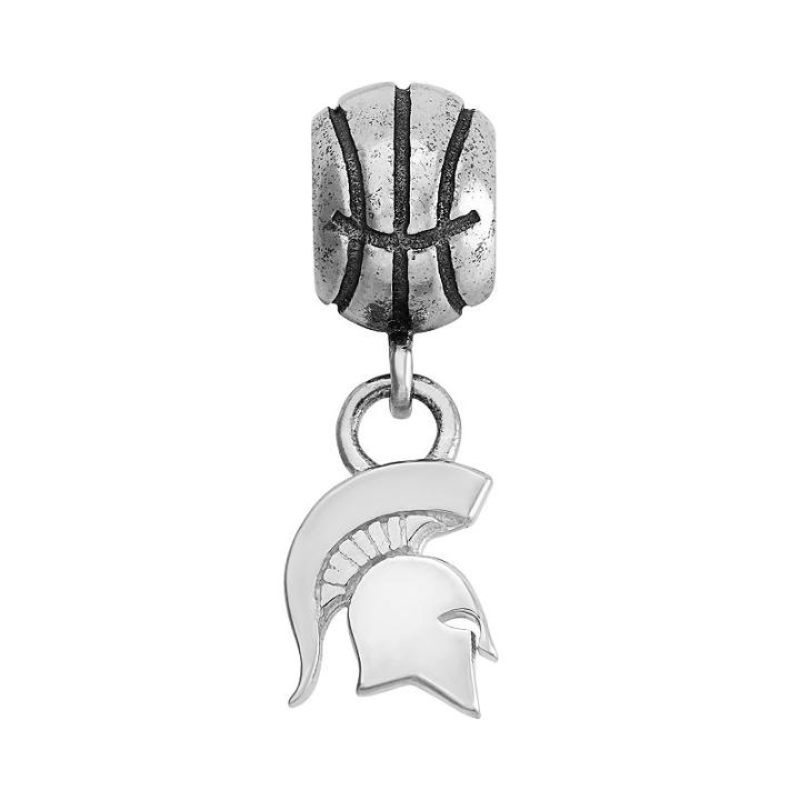 Dayna U Sterling Silver Michigan State Spartans Team Logo Basketball Charm, Women's, Grey