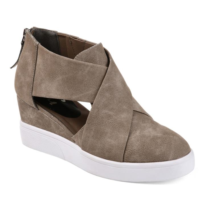 Journee Collection Journee Collection Seena Women's D'orsay Wedge Sneakers, Size: Medium (6.5), Med Beige