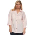 Plus Size Croft & Barrow&reg; Cuffed Button-down Shirt, Women's, Size: 1xl, Brt Pink