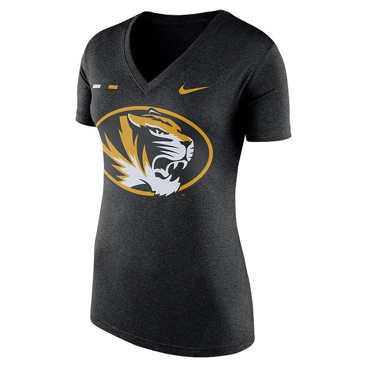 Women's Nike Missouri Tigers Striped Bar Tee, Size: Small, Black