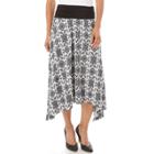 Women's Apt. 9&reg; Print Shark-bite Midi Skirt, Size: Large, Black White Medallion