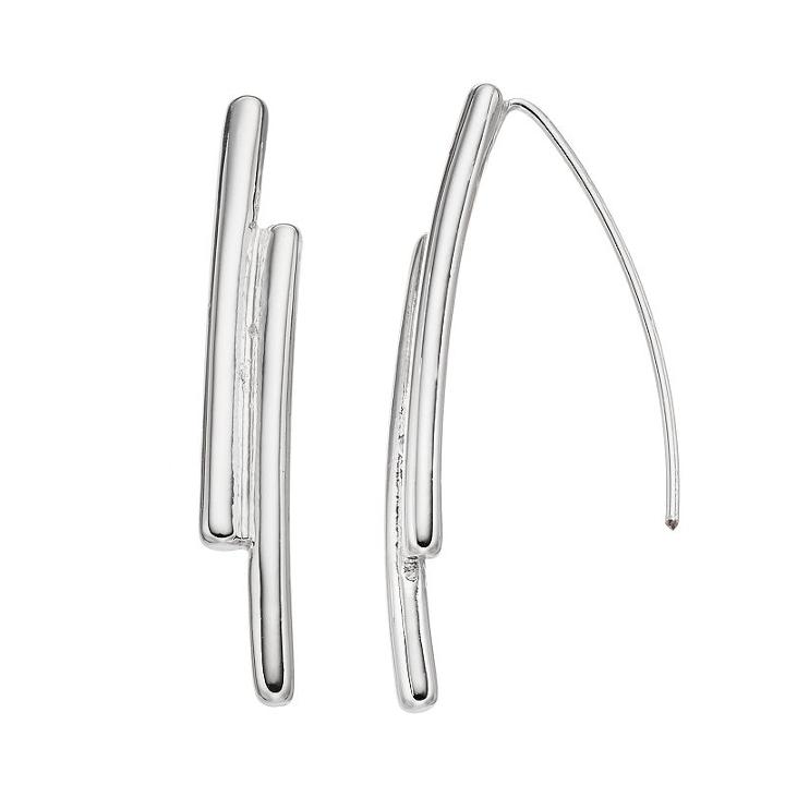 Dana Buchman Double Bar Nickel Free Threader Earrings, Women's, Silver