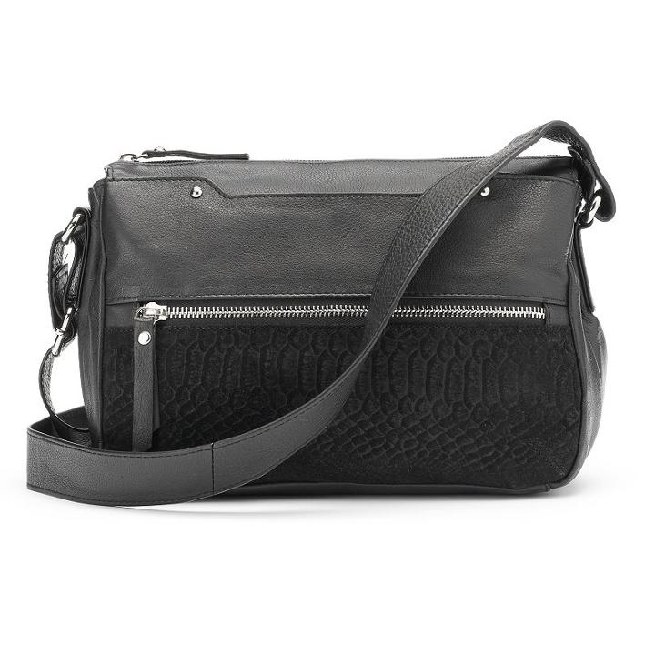 La Diva Jane Triple-entry Leather Crossbody Bag, Women's, Black