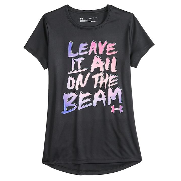 Girls 7-16 Under Armour Leave It All On The Beam Short Sleeve Tee, Size: Medium, Black