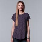 Petite Simply Vera Vera Wang Jacquard Tee, Women's, Size: S Petite, Med Purple