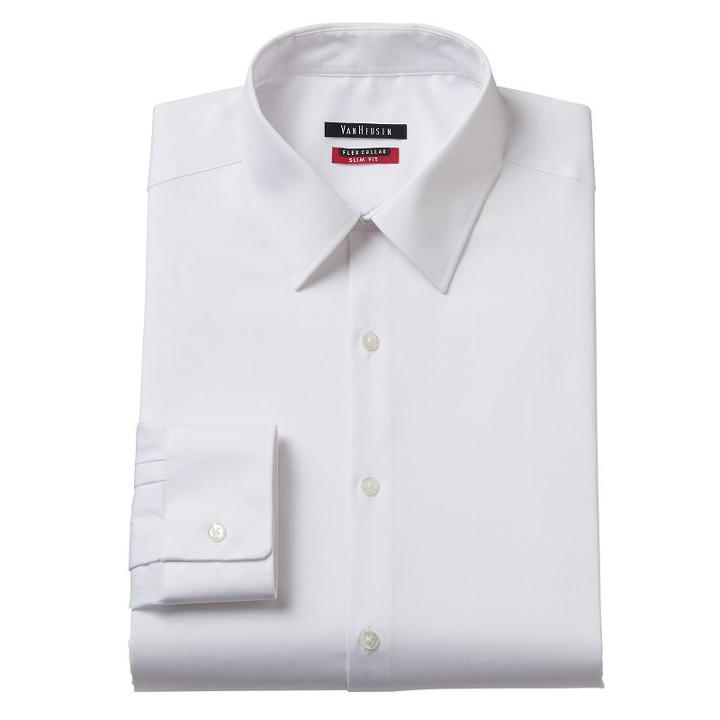 Men's Van Heusen Slim-fit Flex Collar Stretch Dress Shirt, Size: 18-34/35, White