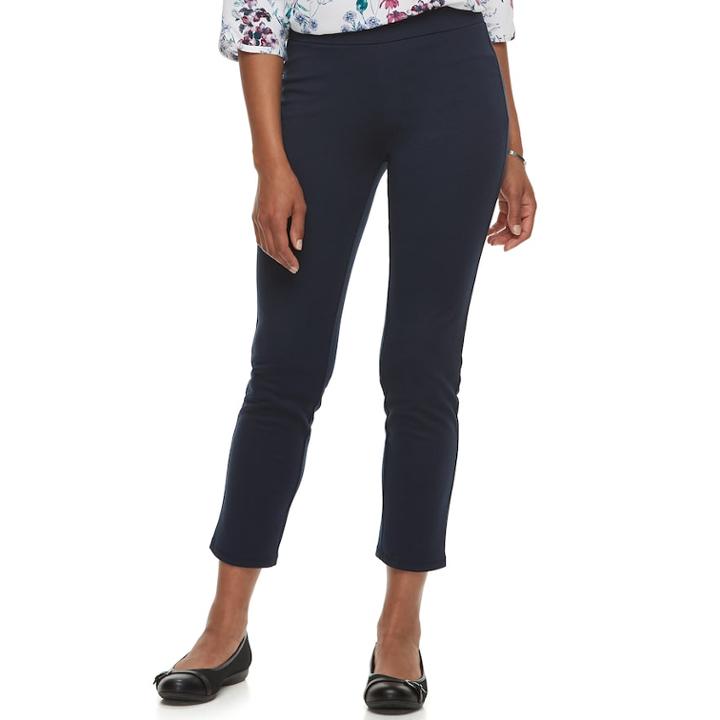 Petite Croft & Barrow&reg; Easy Care Pull-on Ponte Pants, Women's, Size: Xl Petite, Dark Blue