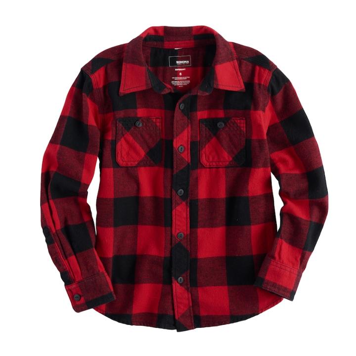 Boys 4-7x Sonoma Goods For Life&trade; Plaid Button-down Shirt, Size: 7x, Med Red