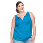 Plus Size Jennifer Lopez Grommet Tank, Women's, Size: 2xl, Dark Blue