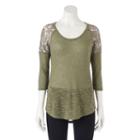 Juniors' Candie's&reg; Illusion Lace Top, Girl's, Size: Small, Med Green