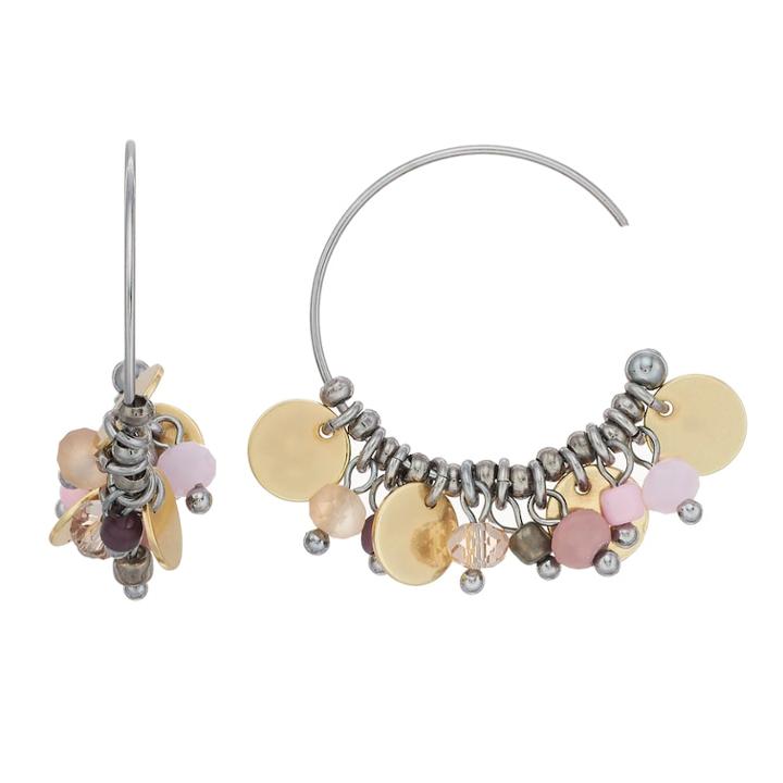 Simply Vera Vera Wang Bead & Disc Nickel Free Threader Hoop Earrings, Women's, Pink