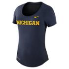 Women's Nike Michigan Wolverines Dri-fit Scoopneck Tee, Size: Xxl, Blue (navy)