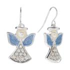Silver Tone Simulated Crystal And Simulated Pearl Angel Drop Earrings, Women's, Multicolor