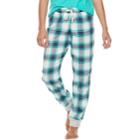 Juniors' So&reg; Pajamas: Naptime Squad Flannel Jogger Pants, Teens, Size: Large, Turquoise/blue (turq/aqua)